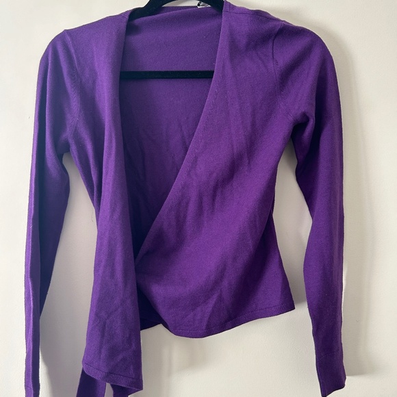 DVF - Purple Silk & Cashmere Blend Wrap Cardigan - Picture 2 of 4